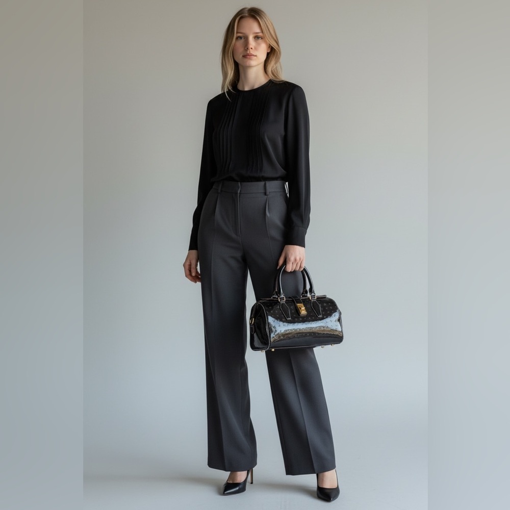 Arcadia Glossy Black Satchel